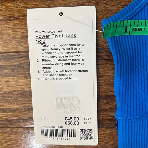 SOLD Size 10 Power Pivot Ribbed NWT new poolside blue lululemon - Picture 4 of 5